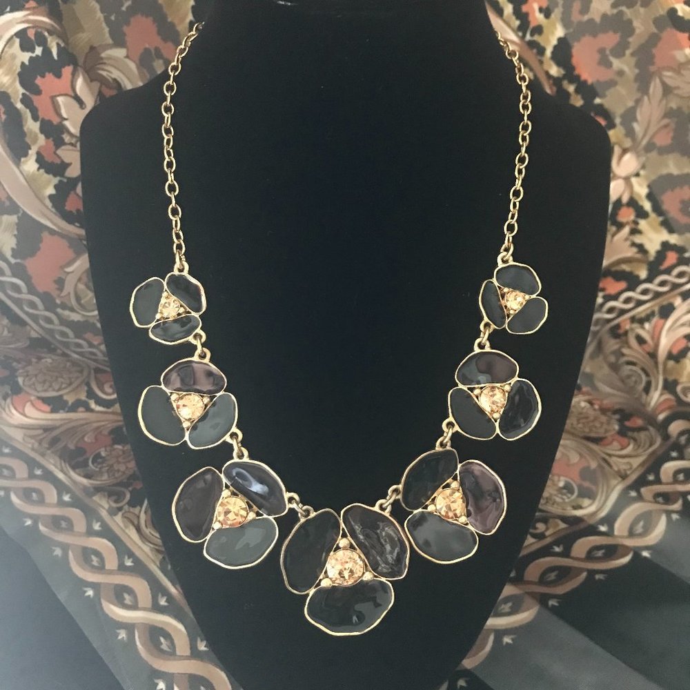 Kate Spade New York Black Pansy and Crystal Necklace